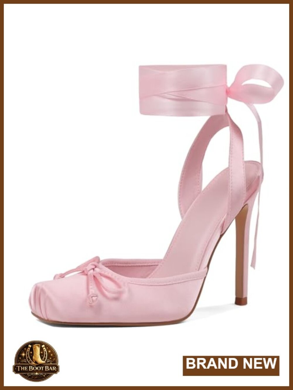 Satin Strappy Bow Lace Up Closed Toe Ballet Heels